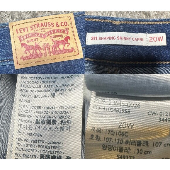 Levi's 311 Shaping Jeans Women’s 20W Plus Size Skinny Capri Roll Up Denim - Picture 6 of 7